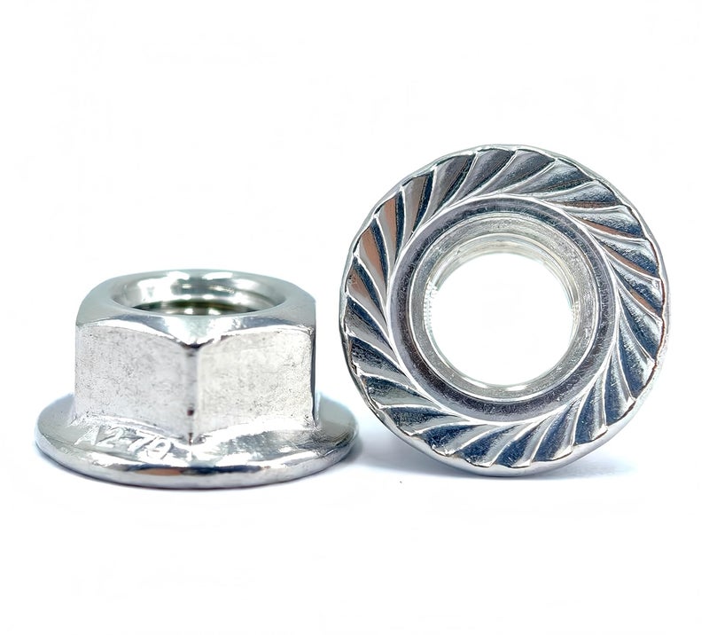 heyday M10x1.25 Serrated Flange Hex Lock Nuts 10 Pcs 304 Stainless Steel 18-8, Full Thread, Hex Drive, Bright Finish - Image 3
